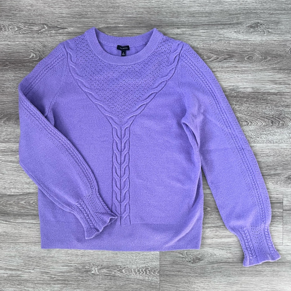 Talbots Lilac Cable Knit Soft Sweater Size M
